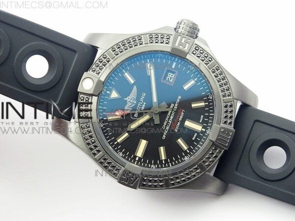 AVENGER BLACKBIRD V17311 Ti DLC 1:1 Best Edition Black Dial Diamonds Bezel on Nylon Strap A2824 – Bild 2