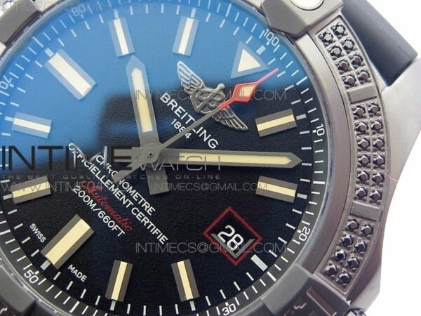 AVENGER BLACKBIRD V17311 Ti DLC 1:1 Best Edition Black Dial Diamonds Bezel on Nylon Strap A2824 – Bild 4
