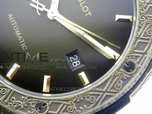 Classic Fusion 45mm YG Engravings Case SRF Best Edition Green dial On Green Gummy Strap A2892(Free box) – Bild 5