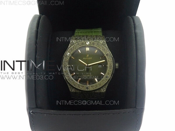 Classic Fusion 45mm YG Engravings Case SRF Best Edition Green dial On Green Gummy Strap A2892(Free box) – Bild 18