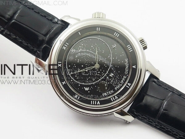 6104P Moon SS Black Dial on Black Leather Strap A240 V2 – Bild 2