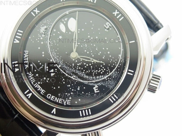 6104P Moon SS Black Dial on Black Leather Strap A240 V2 – Bild 4