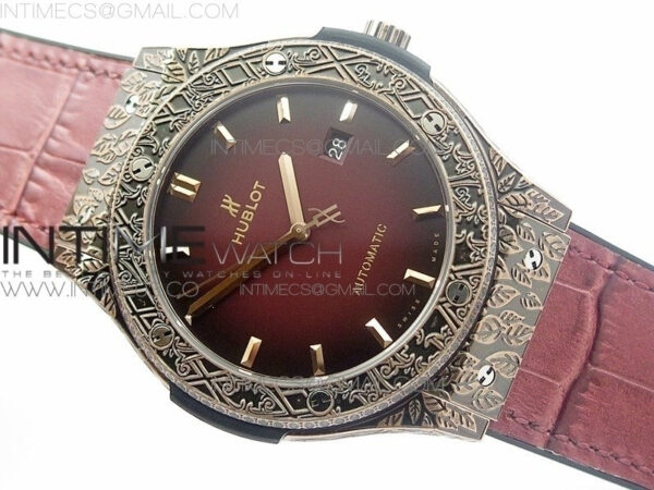 Classic Fusion 45mm RG Engravings Case SRF Best Edition Red dial On Red Gummy Strap A2892(Free box) – Bild 2