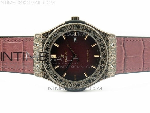 Classic Fusion 45mm RG Engravings Case SRF Best Edition Red dial On Red Gummy Strap A2892(Free box) – Bild 3