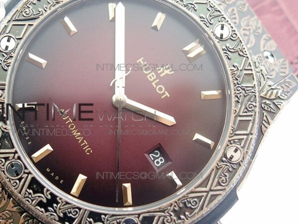 Classic Fusion 45mm RG Engravings Case SRF Best Edition Red dial On Red Gummy Strap A2892(Free box) – Bild 4