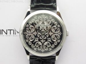 Classic 5088 100P-001 Engraved Case FLF Best Edition Engraved Dial on Black Leather strap Cal.240