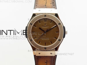 Classic Fusion 45mm RG Berluti Scritto SRF Best Edition Brown Leather Dial On Gummy Strap A2892