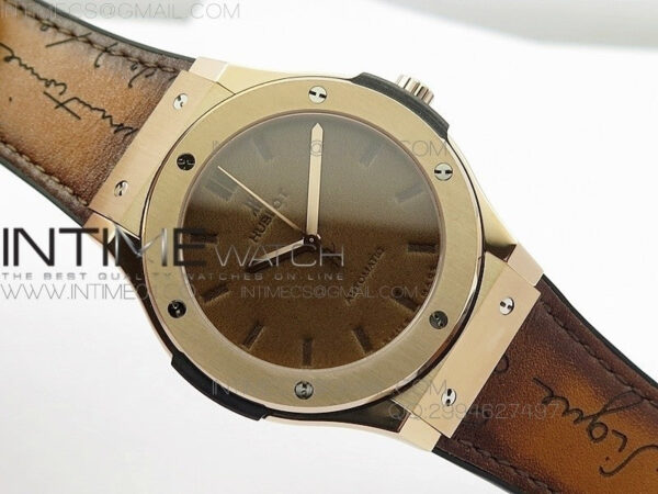 Classic Fusion 45mm RG Berluti Scritto SRF Best Edition Brown Leather Dial On Gummy Strap A2892 – Bild 2