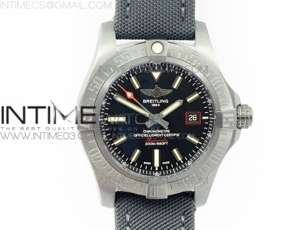 AVENGER BLACKBIRD V17311 Ti DLC 1:1 Best Edition Black Dial on Nylon Strap A2824