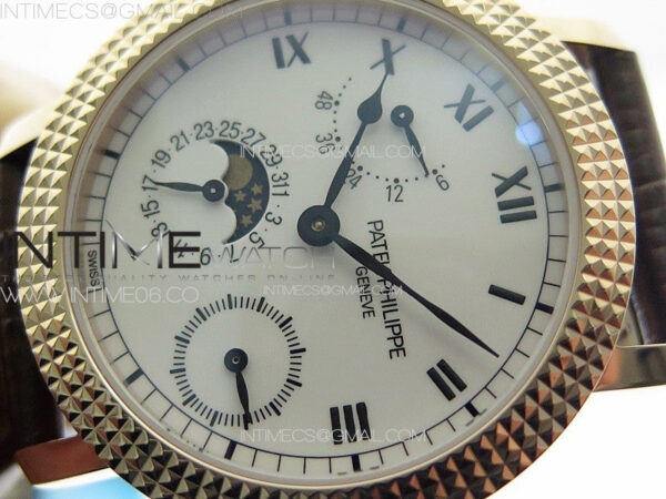 Calatrava 5057 Cortina Watch 50th Anniversary RG YSF 1:1 Best Edition White Dial on Black Leather Strap A240 – Bild 4