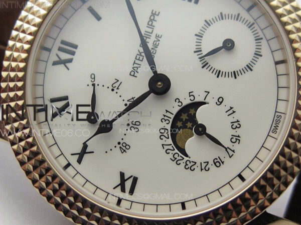 Calatrava 5057 Cortina Watch 50th Anniversary RG YSF 1:1 Best Edition White Dial on Black Leather Strap A240 – Bild 6