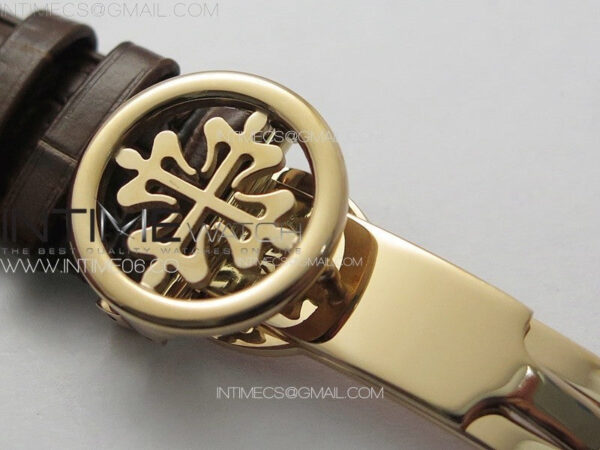 Calatrava 5057 Cortina Watch 50th Anniversary RG YSF 1:1 Best Edition White Dial on Black Leather Strap A240 – Bild 12