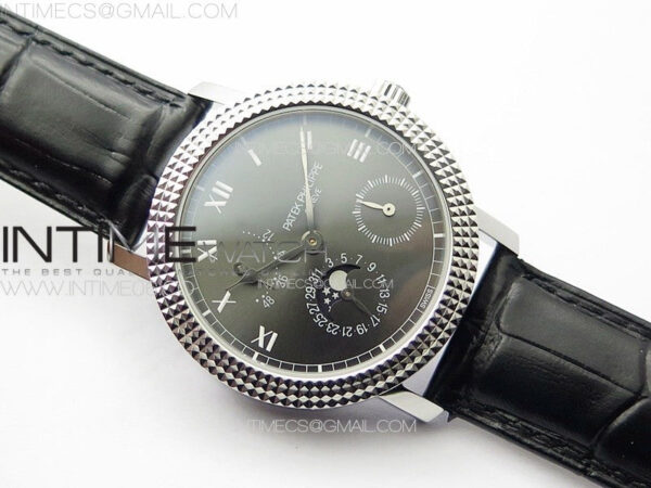 Calatrava 5057 Cortina Watch 50th Anniversary SS YSF 1:1 Best Edition Gray Dial on Black Leather Strap A240 – Bild 2