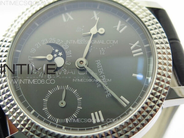 Calatrava 5057 Cortina Watch 50th Anniversary SS YSF 1:1 Best Edition Gray Dial on Black Leather Strap A240 – Bild 4