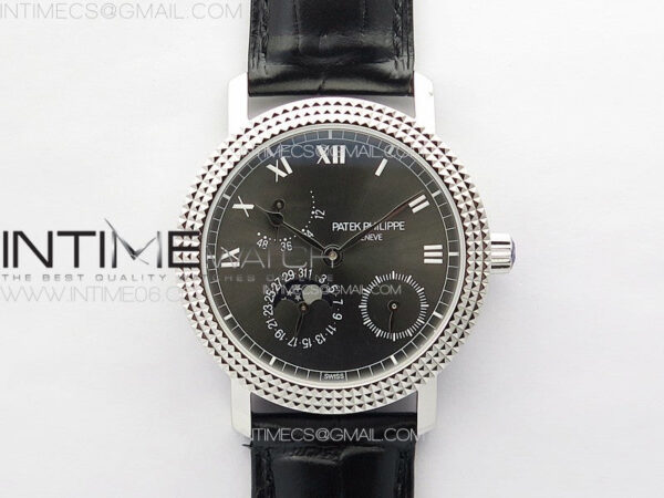 Calatrava 5057 Cortina Watch 50th Anniversary SS YSF 1:1 Best Edition Gray Dial on Black Leather Strap A240 – Bild 14