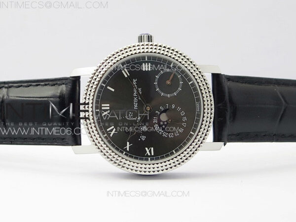 Calatrava 5057 Cortina Watch 50th Anniversary SS YSF 1:1 Best Edition Gray Dial on Black Leather Strap A240 – Bild 16