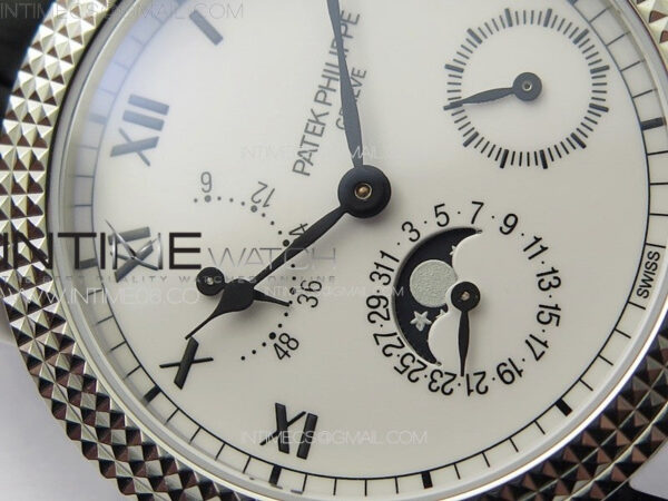 Calatrava 5057 Cortina Watch 50th Anniversary SS YSF 1:1 Best Edition White Dial on Black Leather Strap A240 – Bild 6