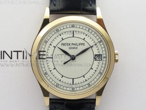 Calatrava 5296R RG ZF 1:1 Best Edition White Dial Blue Hands on Blue Leather Strap 324CS (Free box)