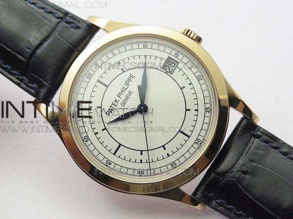 Calatrava 5296R RG ZF 1:1 Best Edition White Dial Blue Hands on Blue Leather Strap 324CS (Free box) – Bild 2