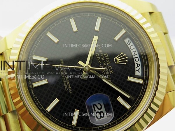 Day Date 40 YG 228238 Clean Factory 1:1 Best Edition Black Dial Stick Marker on President Bracelet VR3255 V3 – Bild 4
