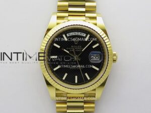 Day Date 40 YG 228238 Clean Factory 1:1 Best Edition Black Dial Stick Marker on President Bracelet VR3255 V3