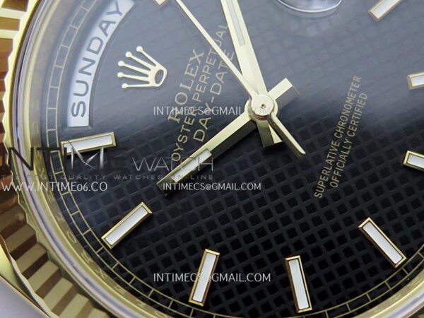 Day Date 40 YG 228238 Clean Factory 1:1 Best Edition Black Dial Stick Marker on President Bracelet VR3255 V3 – Bild 7