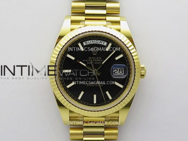 Day Date 40 YG 228238 Clean Factory 1:1 Best Edition Black Dial Stick Marker on President Bracelet VR3255 V3