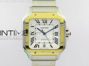 Santos de Cartier 40mm 2018 SS/YG BVF  RG Bezel White Dial on SS/YG SmartLinks Bracelet