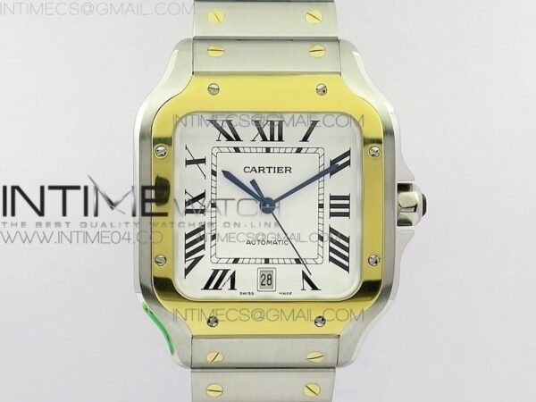 Santos de Cartier 40mm 2018 SS/YG BVF  RG Bezel White Dial on SS/YG SmartLinks Bracelet