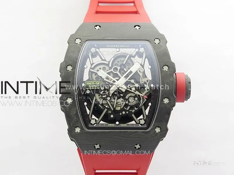 RM 035-02 Rafael Nadal NTPT Carbon on Red Rubber Strap
