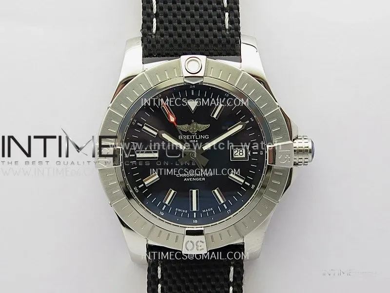 Avenger Automatic 43mm SS TF 1:1 Best Edition Black Dial Stick Marker on Black Nylon Strap A2824
