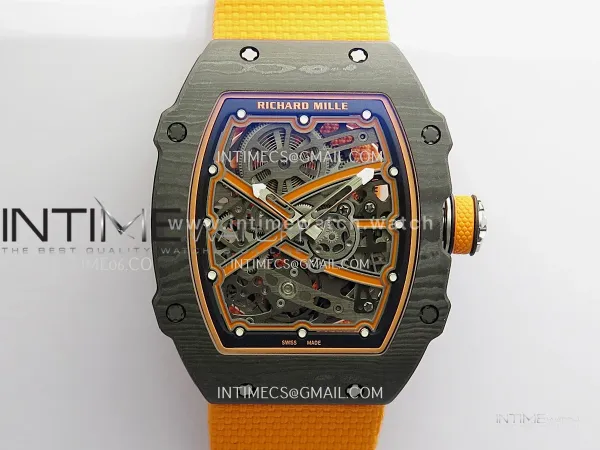 RM67-02 McLaren Black NTPT Umi Office 1:1 Beat Edition Orange Skeleton Dial On Orange Nylon Strap Super Clone CRMA7 V3