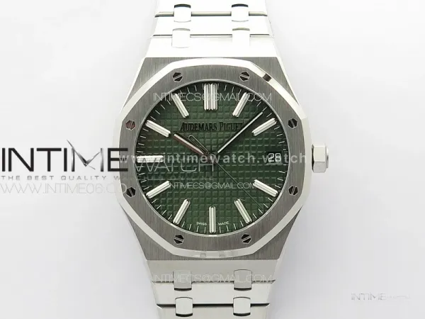 Royal Oak 41mm 15510 50th SS ZF 1:1 Best Edition Green Textured Dial on SS Bracelet A4302