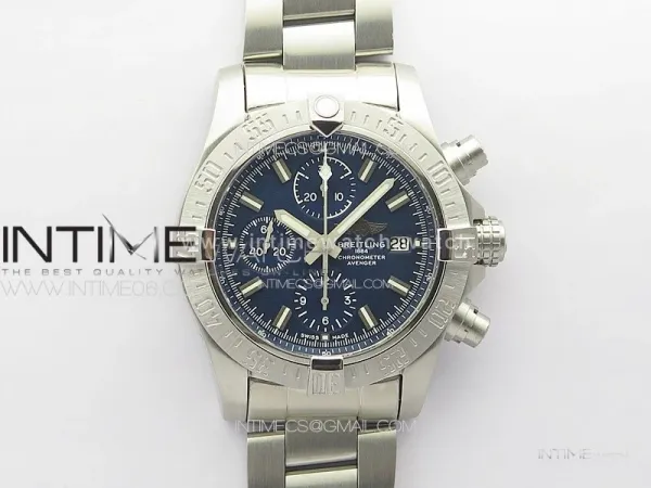 Avenger Chrono SS White Second hand B50 Blue Dial on SS Bracelet A7750