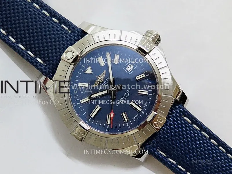 Avenger Automatic 43mm SS TF 1:1 Best Edition Blue Dial Stick Marker on Blue Nylon Strap A2824