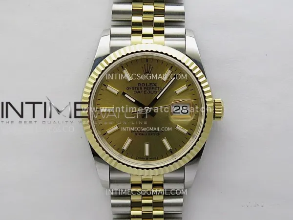 DateJust 126233 904L SS/YG JDF 1:1 Best Edition Gold Dial Stick Markers on Jubilee SS/YG Bracelet