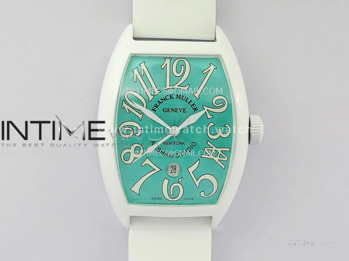 FM Casablanca White PVD ABF Summer Blue Dial On White Rubber Strap A23J