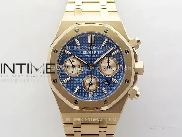 Royal Oak Chrono 26331ST RG IPF 1:1 Best Edition Blue Dial rose gold subdial on SS Bracelet A7750