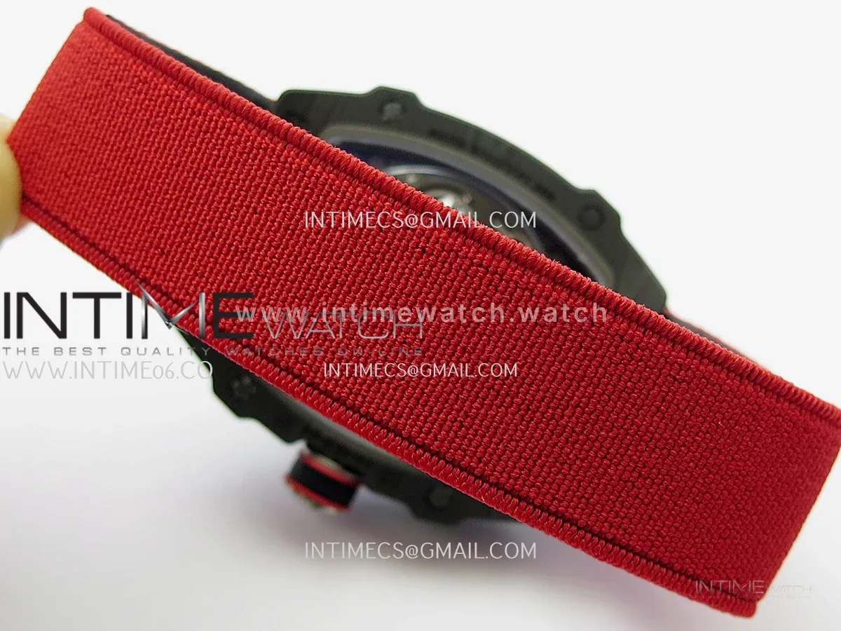 RM67-02 Italy Black NTPT Umi Office 1:1 Beat Edition Green/White/Black Skeleton Dial On Red Nylon Strap Super Clone CRMA7 V3
