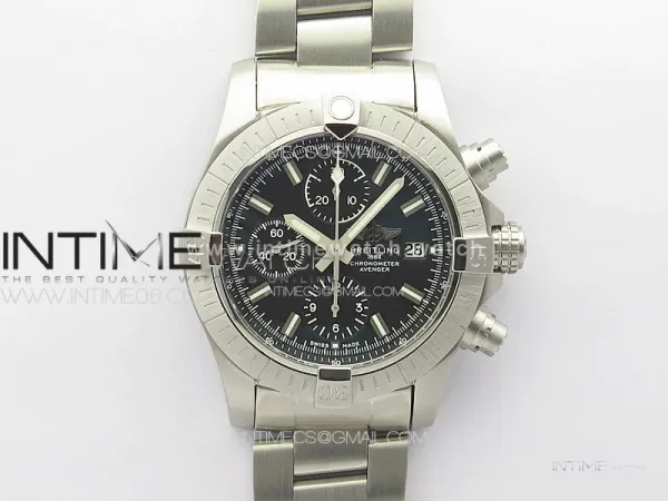 Avenger Chrono SS White Second hand B50 Black Dial on SS Bracelet A7750