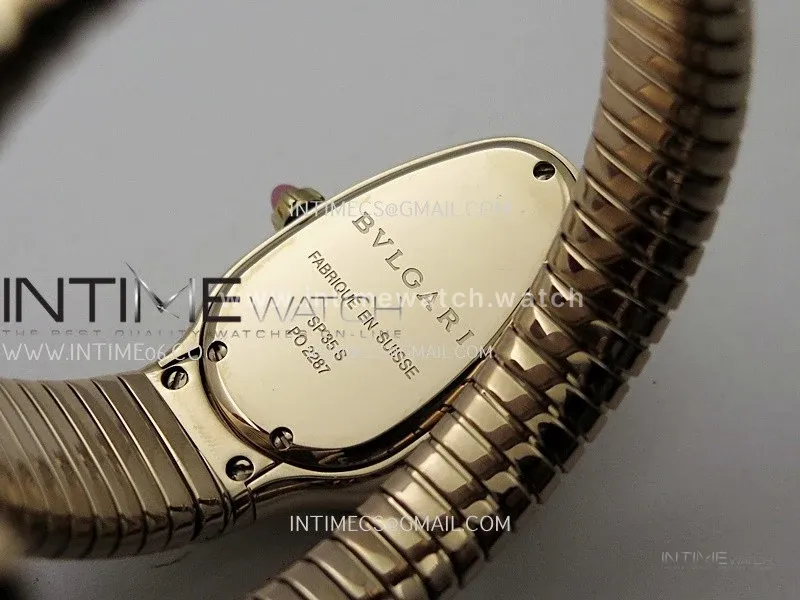 Serpenti 35mm Diamonds Bezel RG BVF 1:1 Best Edition Black Dial on RG Bracelet Ronda Quartz