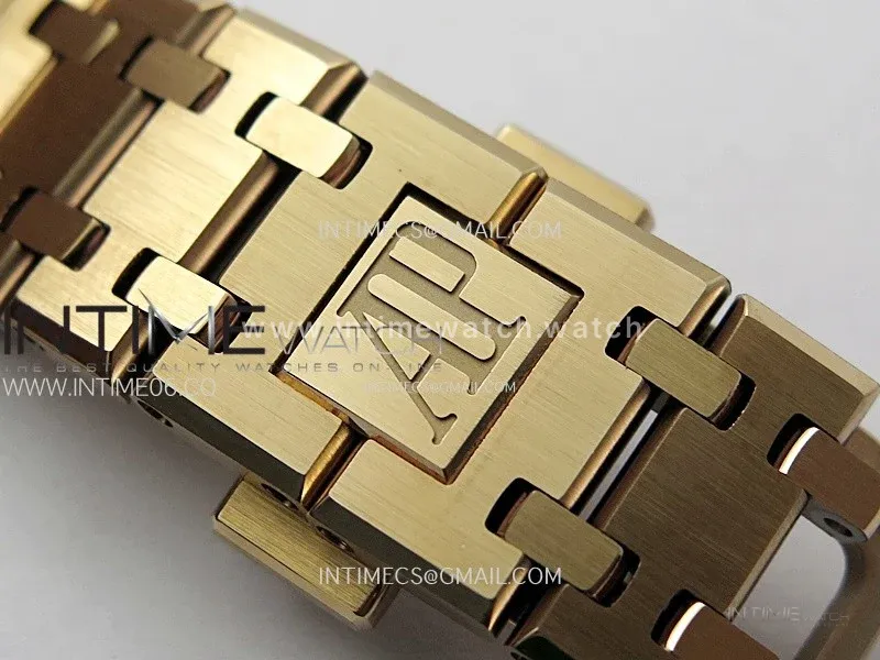Lady Royal Oak 33mm 67651 Diamonds Bezel RG ZF 1:1 Best Edition Blue Textured Dial on RG Bracelet RONDA Quartz