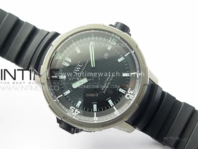 Aquatimer IW358002 SS V6S 1:1 Best Edition Black Dial White Sticks Markers on Black Rubber Strap A2824