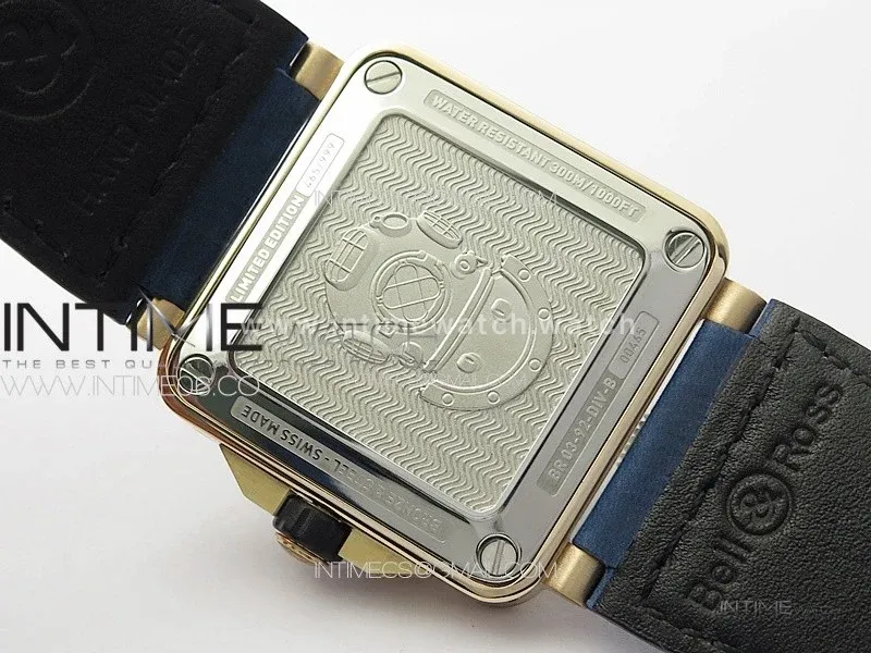 BR 03-92 Diver Ceramic Bezel Bronze B12 1:1 Best Edition Blue Dial on Blue Leather Strap A2824 (Free Rubber Strap)