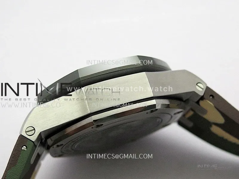 Royal Oak Offshore 44mm SS JF 1:1 Best Edition Cream Dial On Green Camo Rubber Strap A3126