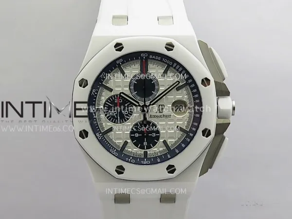 Royal Oak Offshore 44mm White Ceramic JF 1:1 Best Edition White Dial On White Rubber Strap A3126