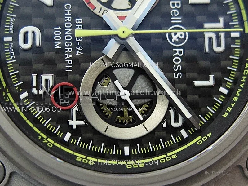 BR 03-94 Chrono Ti B12 Carbon Dial on Black Rubber Strap A7750 (Free Nylon Strap)