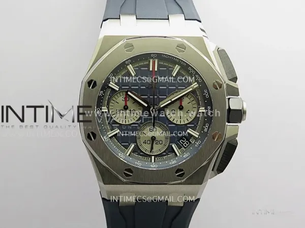 Royal Oak Offshore 43mm 26420 Ti DDF 1:1 Blue Dial On Blue Rubber Strap DD4401 Super Clone