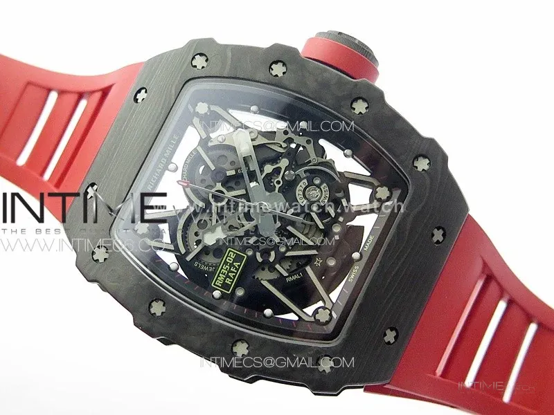 RM 035-02 Rafael Nadal NTPT Carbon on Red Rubber Strap
