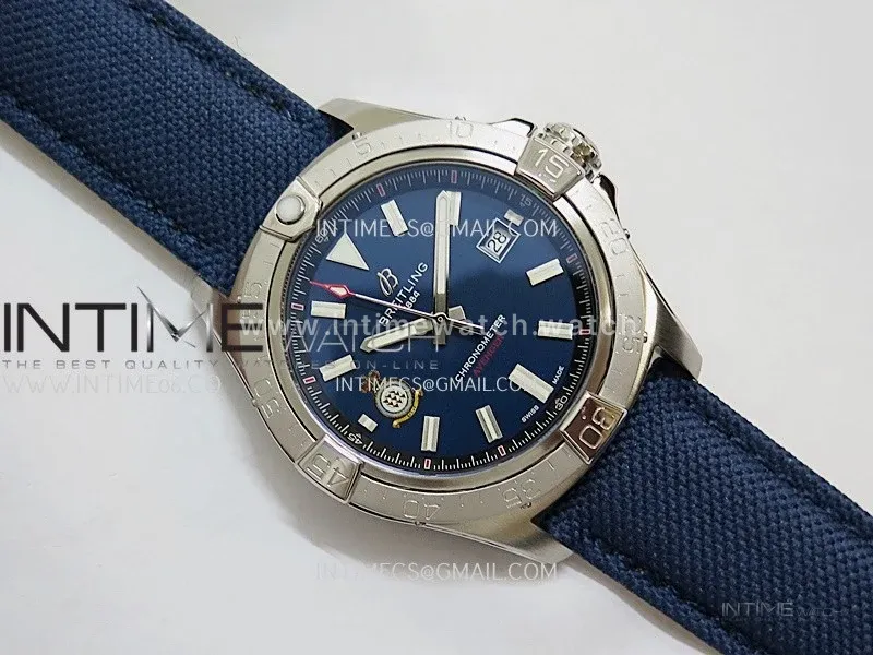 Avenger Chronometer 42mm Anniversary Edition SS BLSF 1:1 Best Version Blue Dial On Blue Nylon Strap A2824